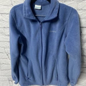 Columbia Jackets Womens Large Blue Full Zip Up Fleece Long Sleeve Mock Neck